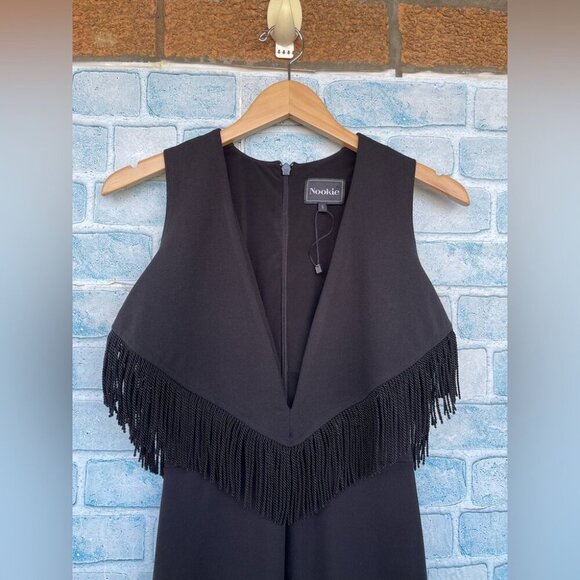 Nookie Womens Iris Black Fringe SkinnyLeg Evening Jumpsuit small - Picture 6 of 15